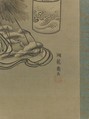 Ariwara no Yukihira with Salt Maidens, Isoda Koryūsai (Japanese, 1735–ca. 1790), Triptych of  hanging scrolls; ink, gold, and gofun on silk, Japan